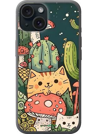 Чохол на iphone 15 коти гриби