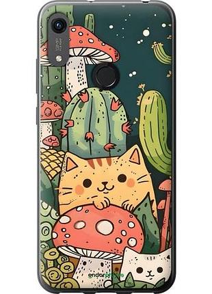 Чохол на huawei y6s коти гриби