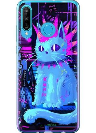 Чехол на huawei p30 lite кот панк хуавей п30 лайт