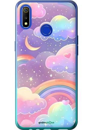 Чехол на realme 3 облака и радуга риалми 3