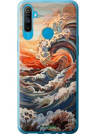 Чехол на realme c3 арт волны риалми с3