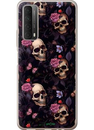 Чехол на huawei p smart 2021 черепа и розы хуавей п смарт 2021