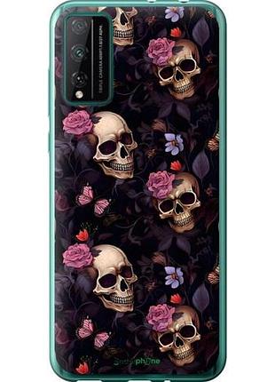 Чехол на huawei honor play 4t pro черепа и розы хуавей хонор плей 4т про