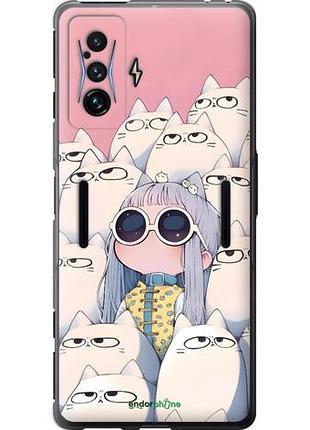Чехол на xiaomi poco f4 gt милая девочка и коты сяоми поко ф4 гт