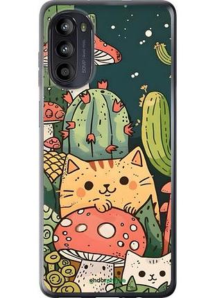 Чехол на motorola moto g52 коты грибы моторола мото г52