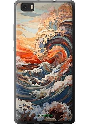 Чехол на huawei ascend p8 lite арт волны хуавей асценд п8 лайт