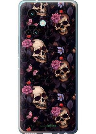Чехол на tecno camon 19 pro (ci8n) черепа и розы текно камон 19 про (си8n)