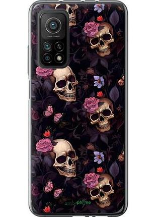 Чехол на xiaomi mi 10t pro черепа и розы сяоми ми 10т про