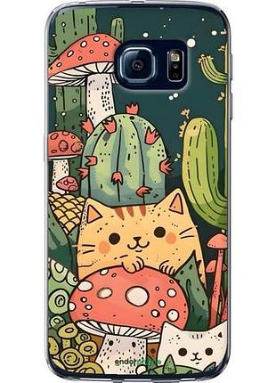 Чехол на samsung galaxy s6 edge g925f коты грибы самсунг с6 эдж г925ф