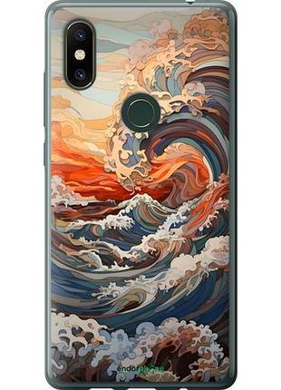 Чехол на xiaomi mi mix 2s арт волны сяоми ми микс 2с
