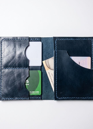 Кожаная обложка для документов и id-карт. докхолдер ручной работы синий и другие цвета 3