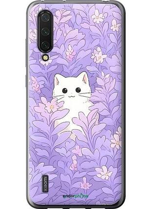 Чехол на xiaomi mi cc9 котик в цветах сяоми ми сс9