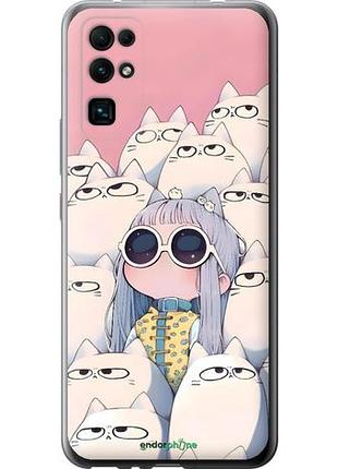 Чехол на huawei honor 30 милая девочка и коты хуавей хонор 30