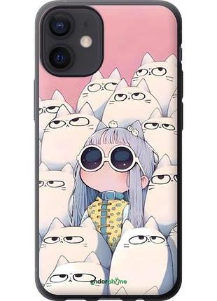 Чехол на iphone 12 mini милая девочка и коты айфон 12 мини
