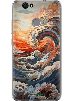 Чехол на huawei nova арт волны хуавей нова