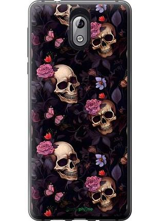 Чехол на nokia 3.1 черепа и розы нокиа 3.1