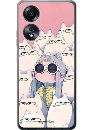 Чехол на oppo a58 4g милая девочка и коты оппо а58 4г