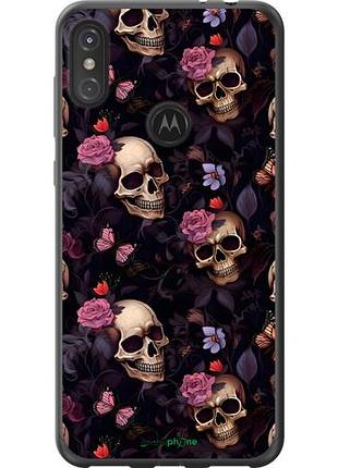 Чехол на motorola one power черепа и розы моторола ван повер