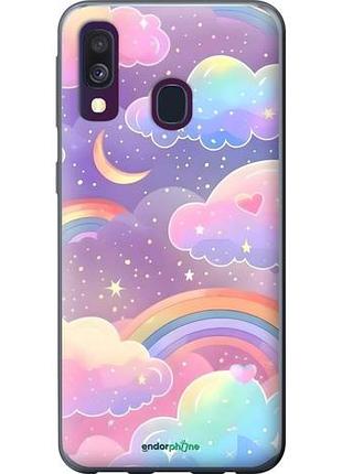 Чехол на samsung galaxy a40 2019 a405f облака и радуга самсунг а40 2019 а405ф