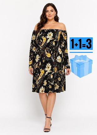 🥰сукня з відкритими плечима в принт shein 2xl