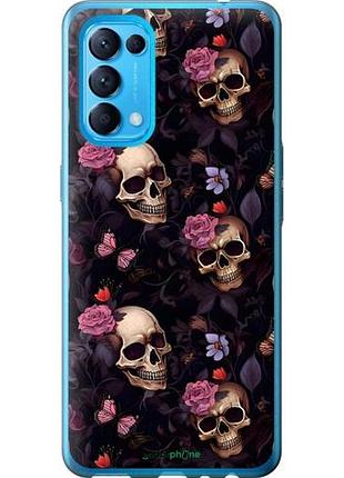 Чехол на oppo reno5 черепа и розы оппо рено5