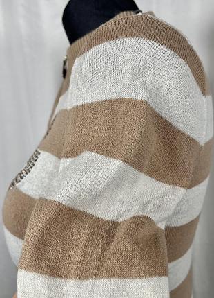 Винтажный вязаный джемпер guess в полоску на змейке vintage 2000s y2k с стразами 8