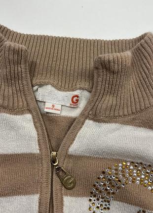 Винтажный вязаный джемпер guess в полоску на змейке vintage 2000s y2k с стразами 4