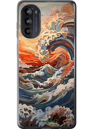 Чехол на motorola moto g52 арт волны моторола мото г52