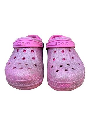 Сабо crocs утепленные, с блеском детские шлепки р. 32-33