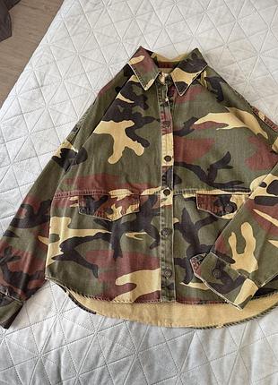 Джинсова сорочка камуфляж zara