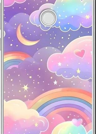 Чехол на huawei p8 lite (2017) облака и радуга хуавей п8 лайт (2017)