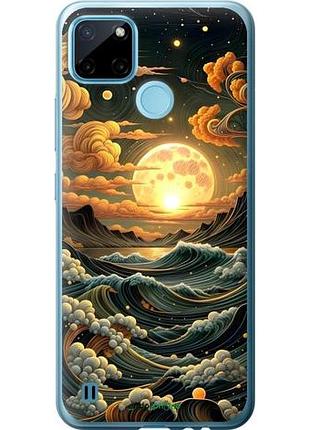 Чехол на realme c21y арт волны риалми с21у