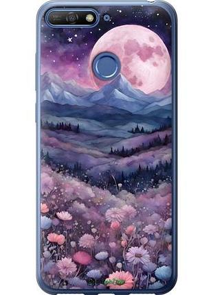 Чехол на huawei y6 prime 2018 ночь луна арт хуавей у6 прайм 2018