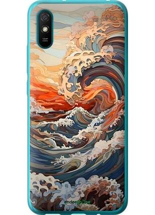 Чехол на xiaomi redmi 9a арт волны сяоми редми 9а
