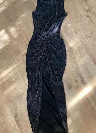 Сяюча вечірня жіноча сукня boohoo з вузлом розмір s (uk 8) 4