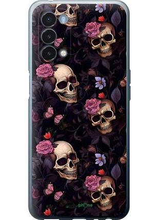Чехол на oneplus nord n200 5g черепа и розы 1+ норд н200 5г