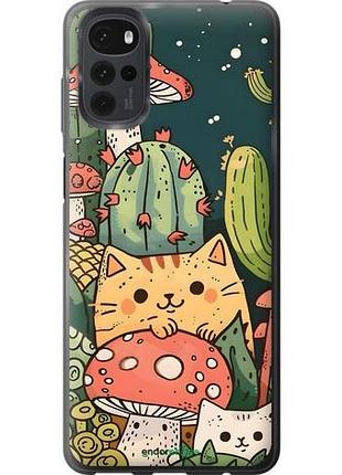 Чохол на motorola g22 коти гриби