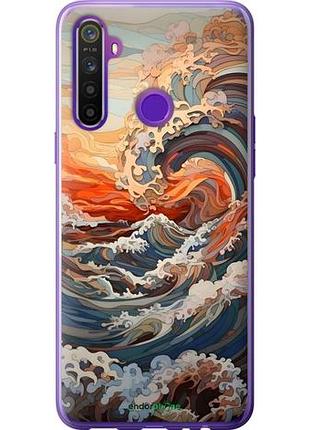 Чехол на realme 5 арт волны риалми 5