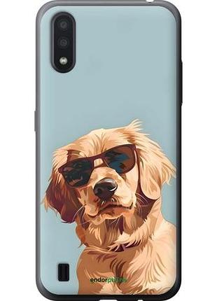 Чехол на samsung galaxy a01 a015f пес в очках самсунг а01 а015ф