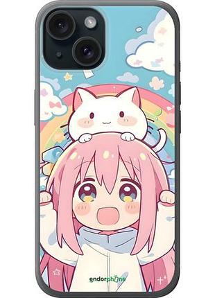 Чехол на iphone 15 девочка аниме радуга айфон 15