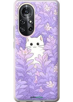 Чохол на huawei nova 8 pro котик у квітах
