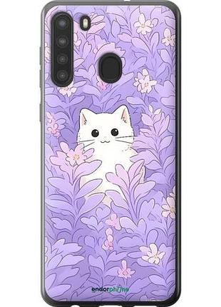 Чехол на samsung galaxy a21 котик в цветах самсунг а21