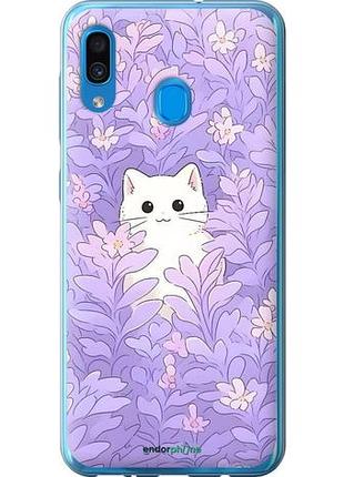 Чехол на samsung galaxy a20 2019 a205f котик в цветах самсунг а20 2019 а205ф