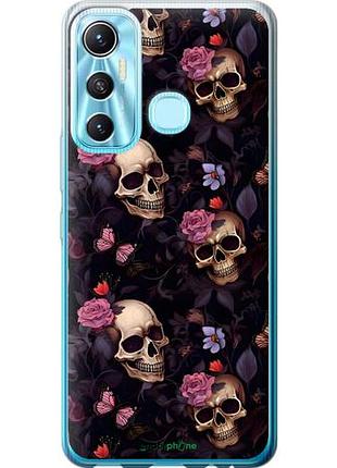 Чехол на infinix hot 11 черепа и розы инфикс хот 11