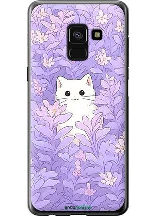 Чехол на samsung galaxy a8 2018 a530f котик в цветах самсунг а8 2018 а530ф