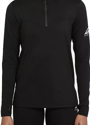 Чорна жіноча спортивна кофта лонгслів найк трейл nike trail dri-fit 1/4 zip, m, оригінал