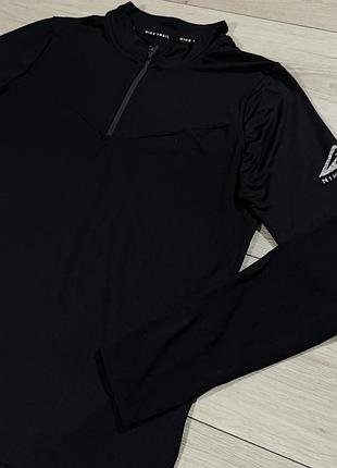 Черная женская спортивная кофта лонгслив найк трейл nike trail dri-fit 1/4 zip, m, оригинал 6