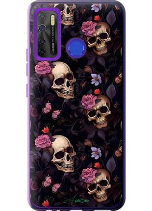 Чохол на tecno camon 15 черепа та троянди