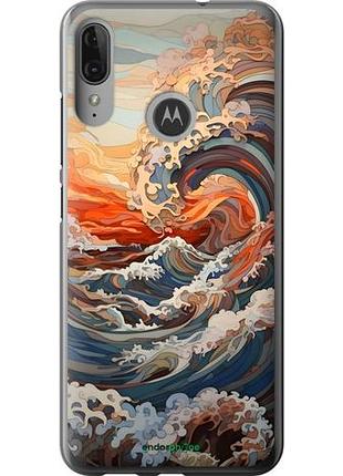 Чехол на motorola moto e6 plus арт волны моторола мото е6 плюс