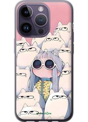 Чехол на iphone 14 pro милая девочка и коты айфон 14 про
